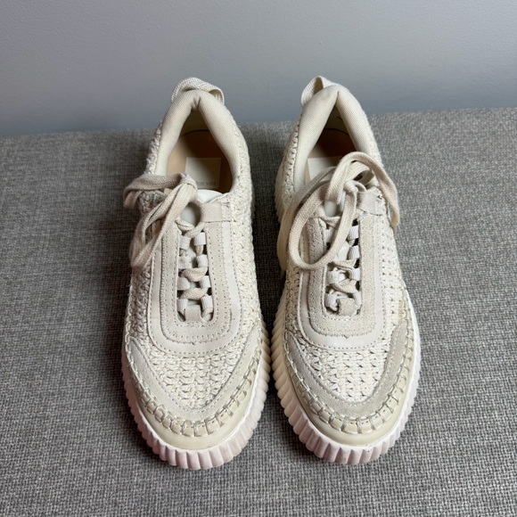 Dolce Vita Dolen Knit Sneakers Sandstone Ivory Knit Size 8 Platform Chunky - Picture 3 of 14